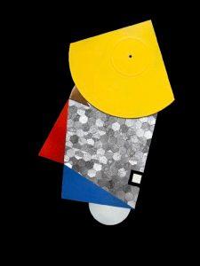Andreas Schmidt - Empfänger - Hand-serated vinyl-record pieces, sprayed - 50 x 70cm - 2019
