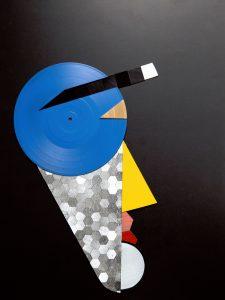 Andreas Schmidt Sender - Hand-serated vinyl-record pieces, sprayed - 50 x 70cm - 2019