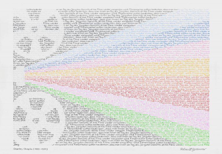 Am Jüngsten Tag - Charles Chaplin coloured pencil on watercolour paper, 70 x 100 cm, 2024