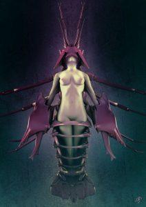 Krebs, 70 × 90 cm, digital painting & 3D graphics, 2008, non-AI-generated, Alu-Dibond print - © Martin Ryng